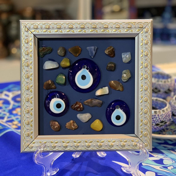 Luxury Wall mounted evil eye frame , lucky charm frame with agate stone Premium Design Showcase