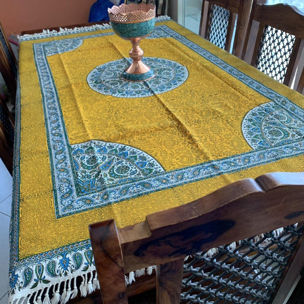 Luxury Artisan Yellow pattern Ghalamkari cotton Premium Design Showcase