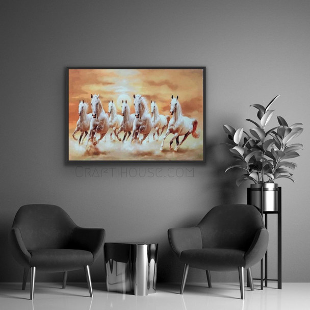 Luxury Wall hanging seven horses velvet , running horses   100x70 cm Premium Design Showcase