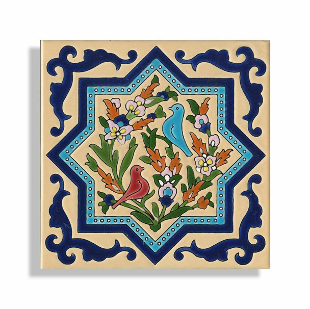 A sophisticated nature-inspired ceramic tile, ideal for creating a peaceful and artistic atmosphere in any room.