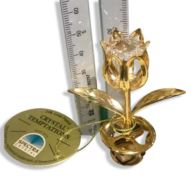 Luxury Gold plated flower vase 11cm and 2 flowers  , gift ideas , gift for him Premium Design Showcase