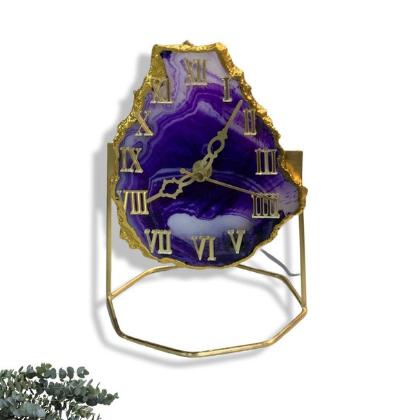 Luxury Agate Sliced Table Clock 17x12 Cm Premium Design Showcase