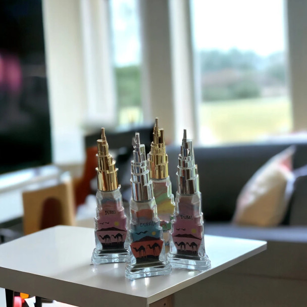 Burj Khalifa sand art glass bottle 25cm customised Dubai souvenir UAE gift
