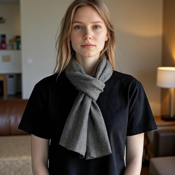Exclusive Herringbone Cashmere Blend Stole Fine Craftsmanship Detail