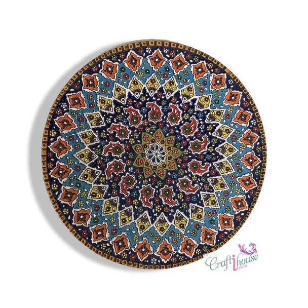 The 35 cm adorable earthenware plate shown as a prestigious serving dish on a modern luxury dining table, perfect for communal meals.