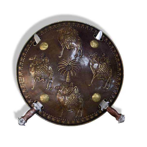 Luxury Artisan Brass shield 2 swords Premium Design Showcase