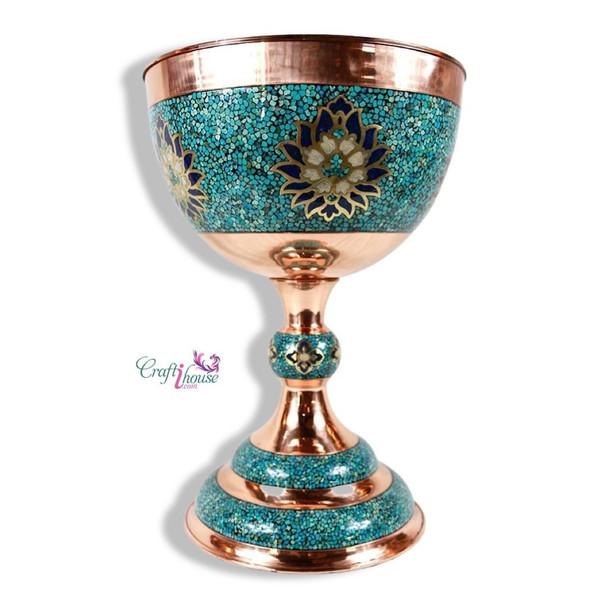 Exclusive Turquoise Stone &Copper Pedestal Fine Craftsmanship Detail