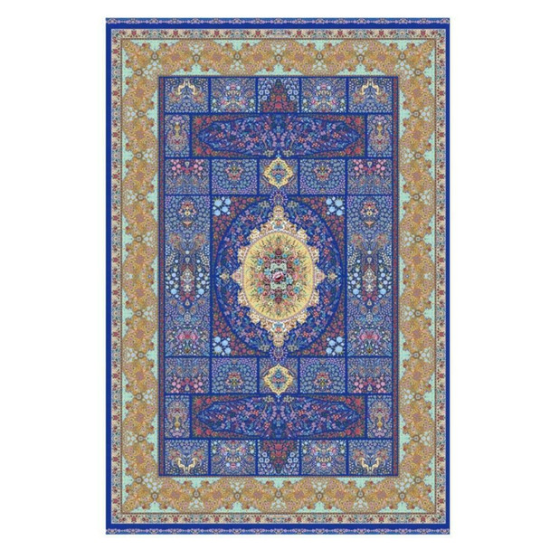 Silk Carpet Color Full Silk Carpet 225x150 Cm Blue Pattern Machine Made Silk Carpet | Sophisticated Middle Eastern Art & Home Anchor - Luxury Handcrafted Art Craftihouse Dubai