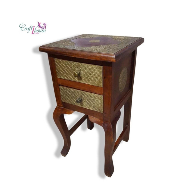 Side Table With Drawer Handmade Side Table With Drawer Brass Inlaid Table | Sophisticated Middle Eastern Art & Home Anchor - Luxury Handcrafted Art Craftihouse Dubai