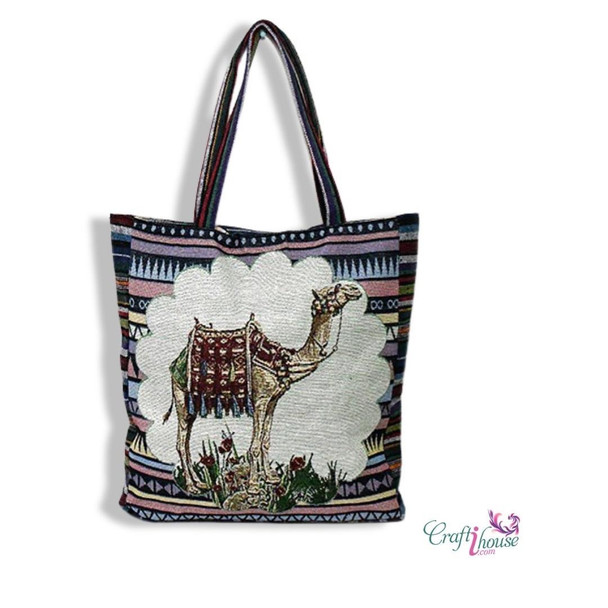 A high-quality woven tote bag from Craftihouse featuring a traditional camel pattern