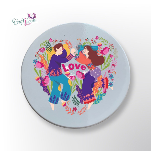 A charming, floral-themed ceramic coaster that combines functional table protection with a sentimental, heartfelt message of love.