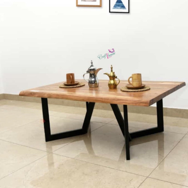 Vintage Solid Wood Metal Coffee Table Handmade Serving Coffee Table Living Room Decor 120x80x45cm | Premium Handcrafted Gift & Cultural Souvenir - Luxury Handcrafted Art Craftihouse Dubai