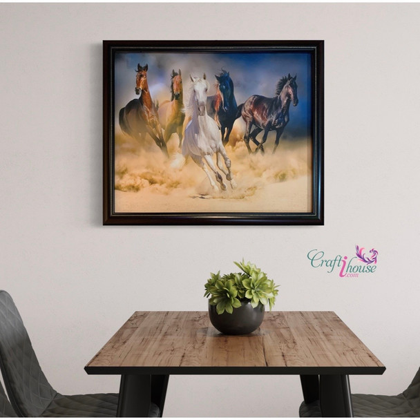 5 Horses Canvas Art | Original Digital Illustration - Luxury Handcrafted Art Craftihouse Dubai