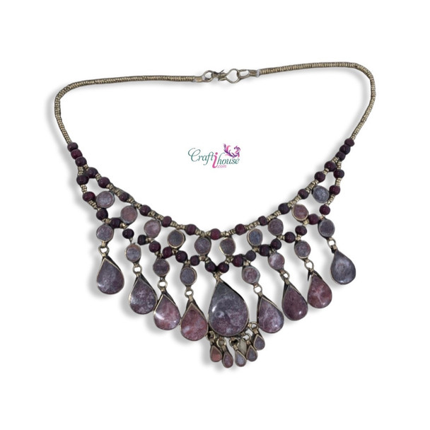Exclusive Handmade Necklace, Vintage necklace , Afghan Bib Necklace, Afghan Jewelry, Teardrop shape necklace , unique necklace Heritage Collection Detail