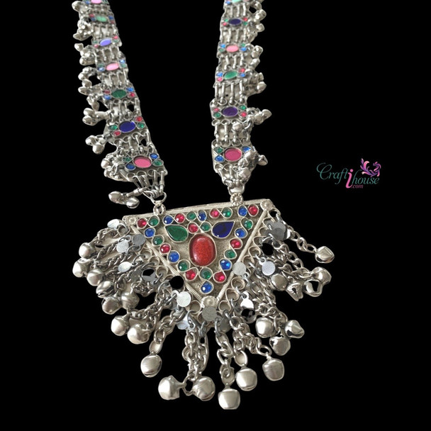 Premium Afghan  Necklace, Vintage necklace , Afghan Bib Necklace, Afghan Jewelry, Teardrop shape necklace , unique necklace High-Quality Design View