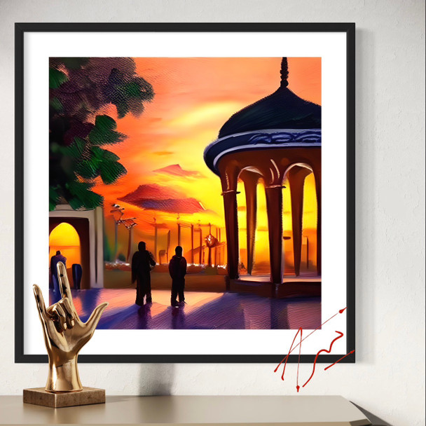 “ Tehran Romance Sunset “ Canvas Print With Frame 60x60 Cm | Premium Handcrafted Gift & Cultural Souvenir - Luxury Handcrafted Souvenir Craftihouse Dubai
