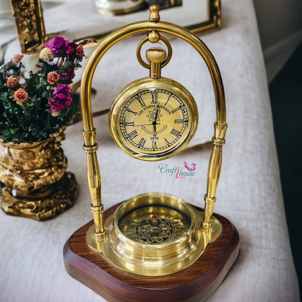 Nautical Antique Brass Desk Clock 