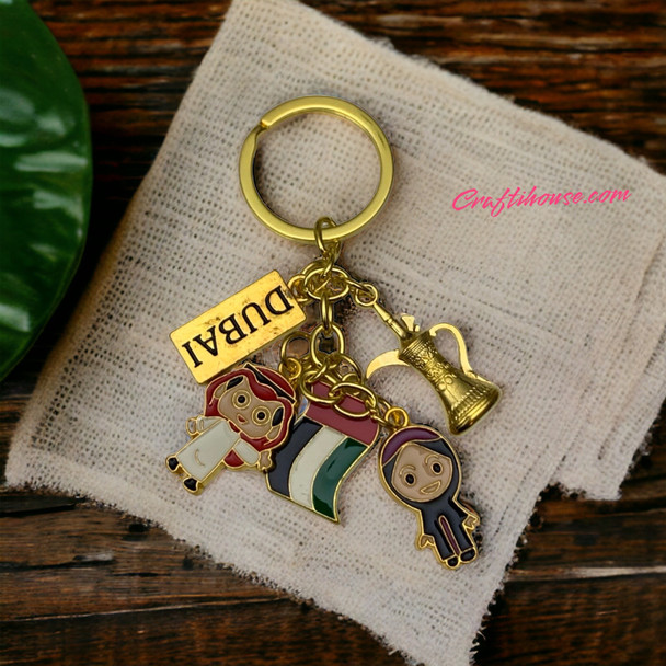 Emirati Elegance Family Key Chain Artisan Ceramic Magnet Unique Dubai Souvenir - Luxury Handcrafted Art Craftihouse Dubai