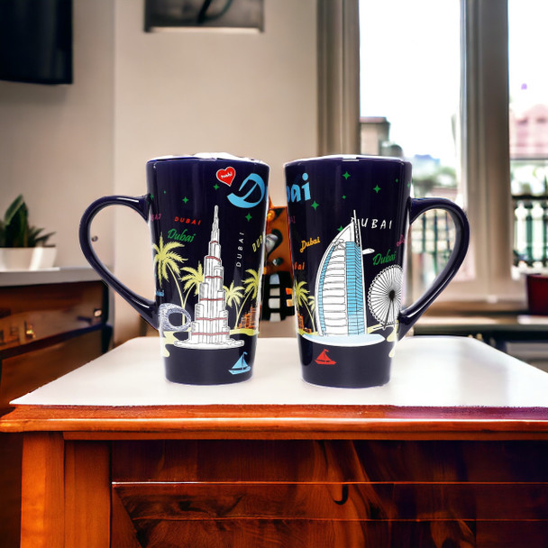 Mugs Set Burj Al Artisan Ceramic Magnet Unique Dubai Souvenir - Luxury Handcrafted Art Craftihouse Dubai