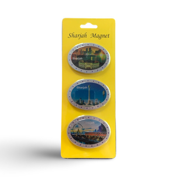 Premium Sharjah 3 Pices Set From Artisan Ceramic Magnet Unique Dubai Souvenir High-Quality Design