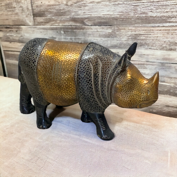 Exclusive Artisan Handcrafted Brass Rhino Exquisite Heritage Collection Detail