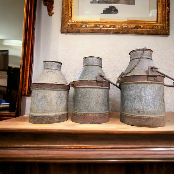 Large Aluminum Milk Can Set Of 3 Pieces Farmhouse Storage Vintage Garden Decor Vintage Restaurant Decor | Sophisticated Middle Eastern Art & Home Anchor - Luxury Handcrafted Art Craftihouse Dubai