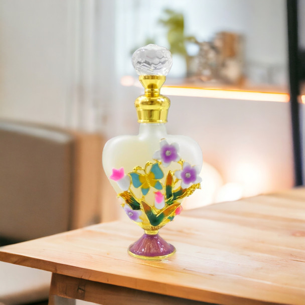 Exclusive Alhadiya Al-Oud: Exquisite 15 ML Arabian Perfume Oil in Charming Embossed Flower Bottle Heritage Collection Piece