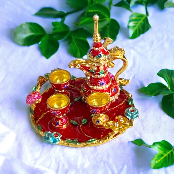 Exclusive Miniature Coffee Set Trinket Cultural Heritage Collection Detail
