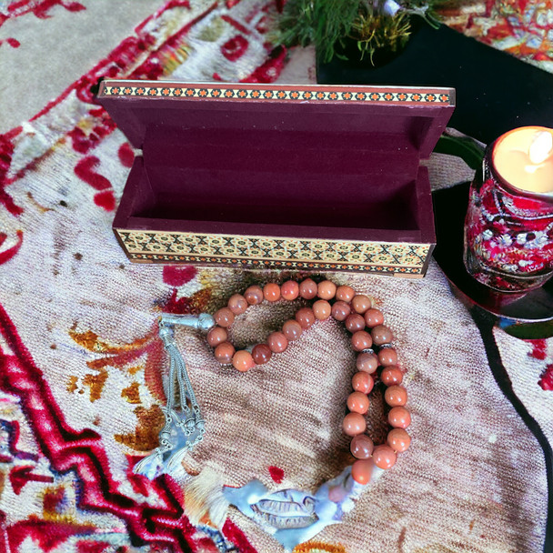 Premium 33 beads  Tasbih Prayer Beads  Islamic Prayer , Muslim Misbaha , Necklace 33 Prayer Beads Bracelet With khatamkari handmade box High-Quality Design