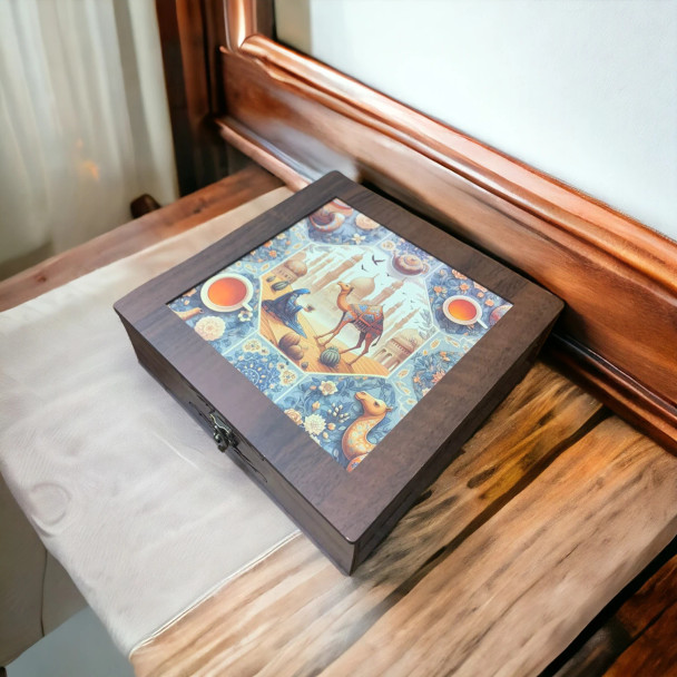 Premium Personalized Camel Pattern Wooden Jewelry Box 21.5x21.5 cm High-Quality Souvenir