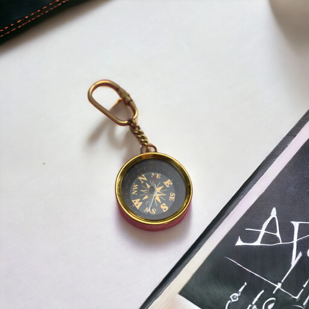 Premium Artisan Nautical Brass Compass Keychain High-Quality Souvenir