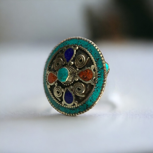 Premium Handmade Nepali Tibetan Chakra Ring High-Quality Souvenir