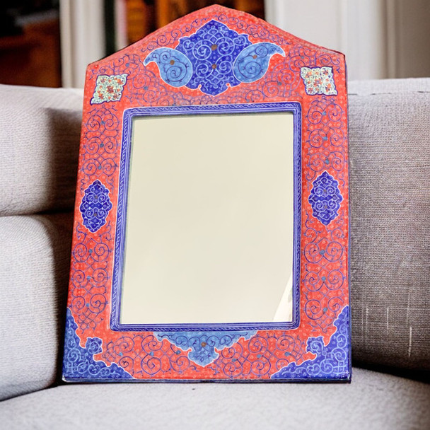 Premium Handcrafted Minakari Copper Mirror 39x27 cm High-Quality Souvenir