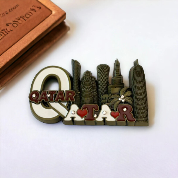 Premium Doha Skyline Souvenir: Qatar Metal Fridge Magnet High-Quality Souvenir