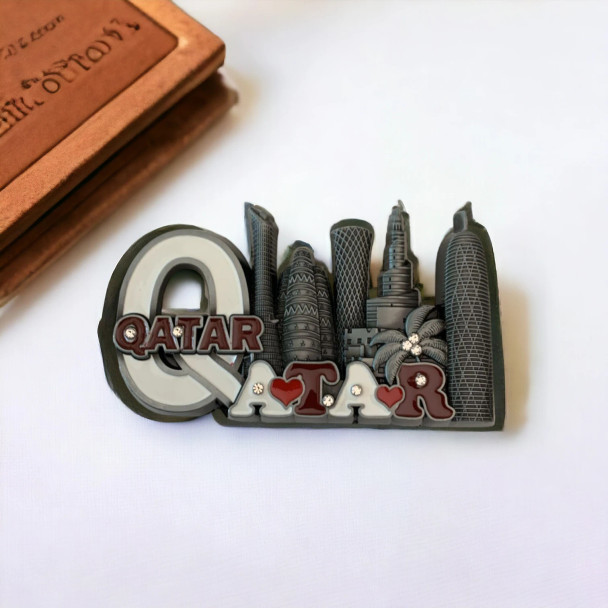 Premium Doha Skyline Souvenir: Qatar Metal Fridge Magnet , Qatar Souvenir , Qatar collectible gift High-Quality Souvenir