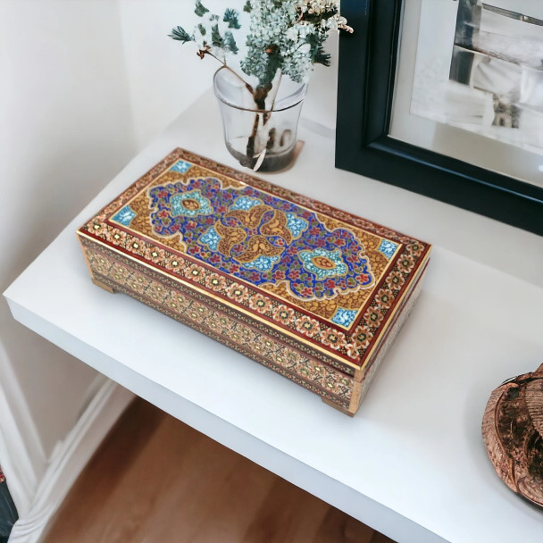 Exclusive Khatam Kari Jewelry box , A Luxury Corporate Gift  20x11 cm , Jewelry Box , Storage Box , Gift Box , Traditional Art home decor Heritage Collection Detail