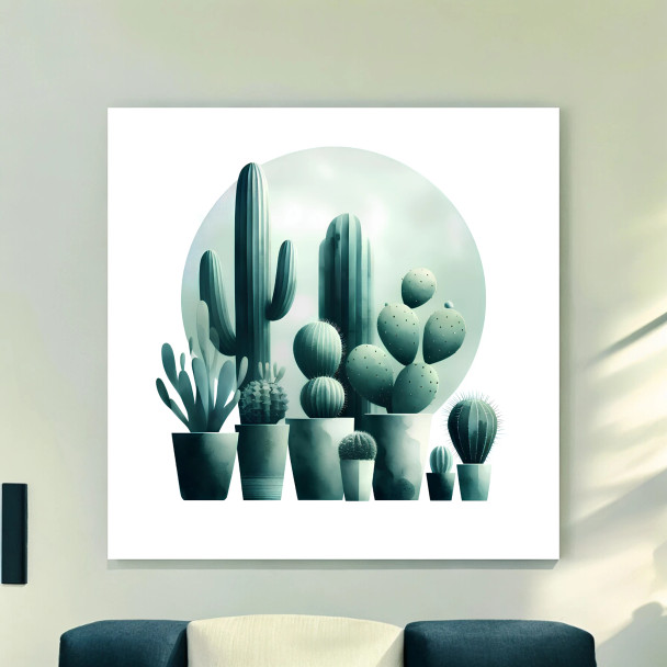 Minimal Green Cactus Watercolor | Original Digital Illustration - Luxury Handcrafted Art Craftihouse Dubai