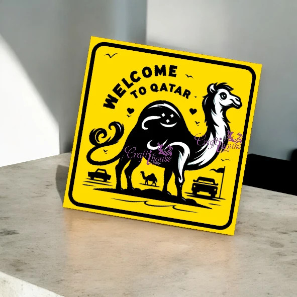 A professional product shot of an aluminum "Camel's Adventure" souvenir magnet, perfect for adding a touch of humor and travel joy to any magnetic surface.