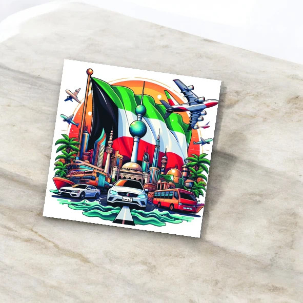 Welcome to Kuwait Travel Souvenir | Kuwait Fridge Magnet | 8x8 cm Aluminum Travel Memory Keepsake | Gift from Kuwait - Handcrafted Heritage Souvenir from Craftihouse Dubai