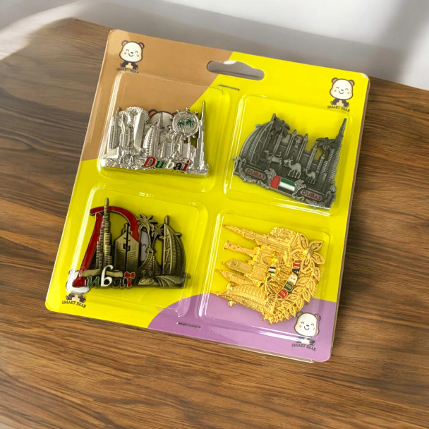 Luxury Set Of 4 Dubai Metal Magnets Sophisticated Middle Eastern Art & Home Anchor Artisan Detail View