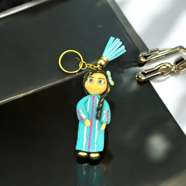 Luxury Key Chain Girl With Cute Artisan Detail View