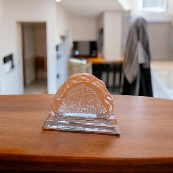 Luxury Skyline Plate Featuring Hand-painted Glass Artisan Detail View