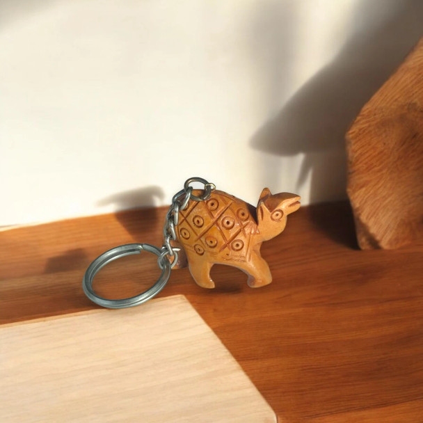 Luxury Handcrafted Wooden Camel Keychain Artisan Detail View