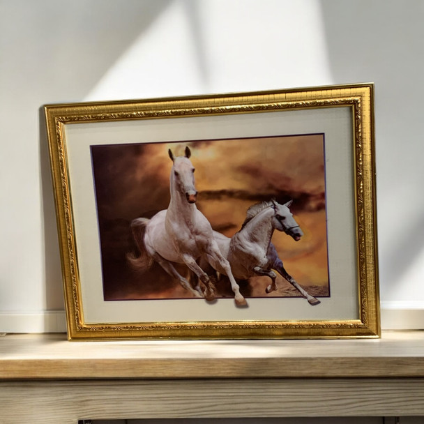 Luxury 3d Running Horses Frame Artisan Detail View