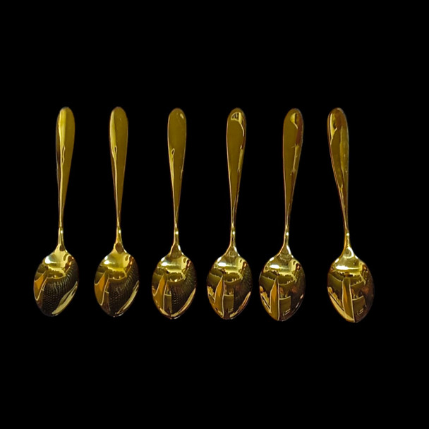 Luxury 6pcs Stainless Steel Tea Spoons Artisan Detail View