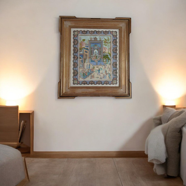 Luxury Antique Miniature Painting 80x70 Cm Artisan Detail View