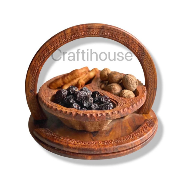 Collapsible Basket | Artisan Folding Wooden Bowl | Unique Tableware Decor - Luxury Handcrafted Art Craftihouse Dubai