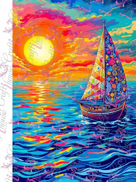 Colorful Sunset Sailboat Floral Sail | Artisan Home Decor Souvenir - Luxury Handcrafted Art Craftihouse Dubai
