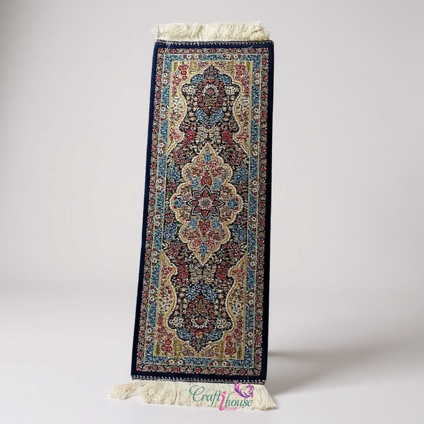 Lifestyle presentation showing the 90x30 cm fine silk runner styled elegantly across a contemporary wooden console table or laid as an accent rug in a narrow entryway.