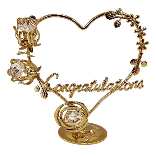 Golden Heart “congratulations” Message 24k | Hand-painted Glass Wall Plate - Luxury Handcrafted Art Craftihouse Dubai